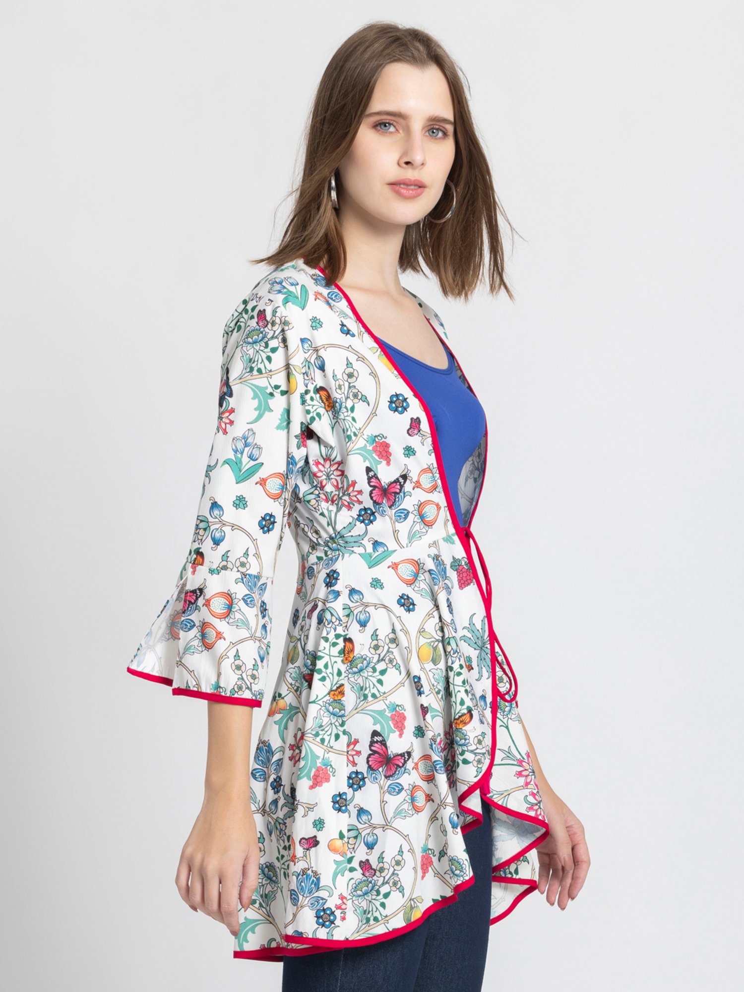 Akkriti by Pantaloons Off-White Self Pattern Shrug