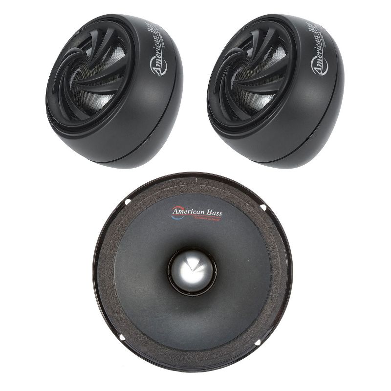 American Bass SQ T2 Soft Dome 120 Watt Neodymium Swivel Tweeter Speaker (2 Pack) with NEO 6.5 In. Midrange 500 W Performance Output Super Loud Speaker