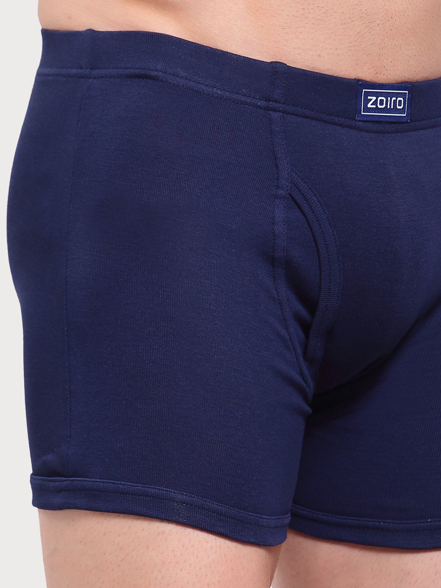 Zoiro Dark Blue & Dark Denim Cotton Regular Fit Trunks - Pack Of 2