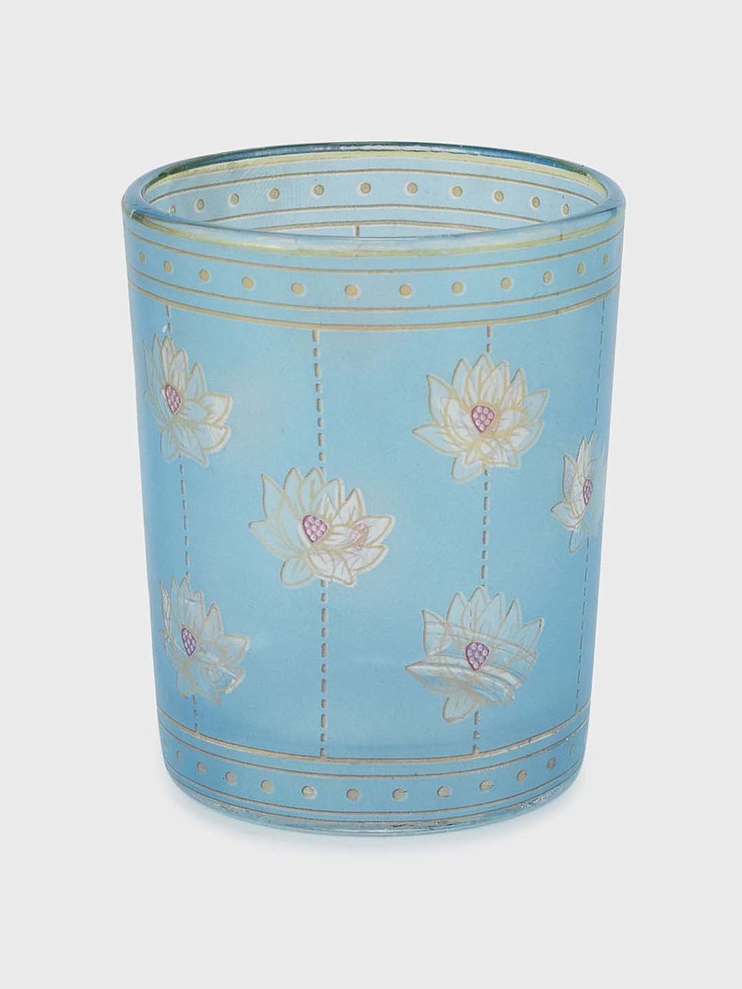 Fabindia Home Nalina Green & Blue Glass T-Lite Holder Gift Set