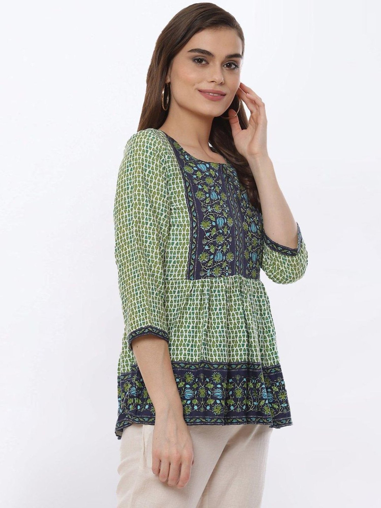 Rangriti Green Printed Top