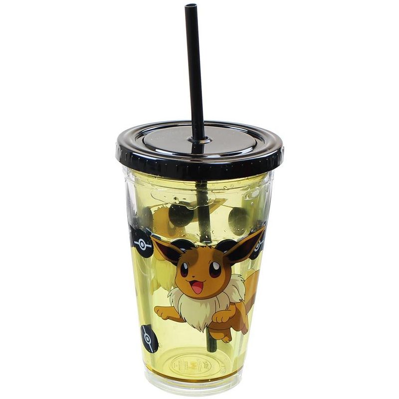 Just Funky Pokemon Eevee 18oz Carnival Cup w/ Floating Confetti Pokeballs