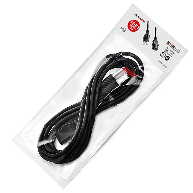 UL Listed  3 Prong AC Power Cord 10ft for Personal ComputerVizioPC MonitorPlasma bravia uhd Smart TV Supply Plug Replacement NEMA 515P to IEC320C13 10A 125V Universal Extension Cable