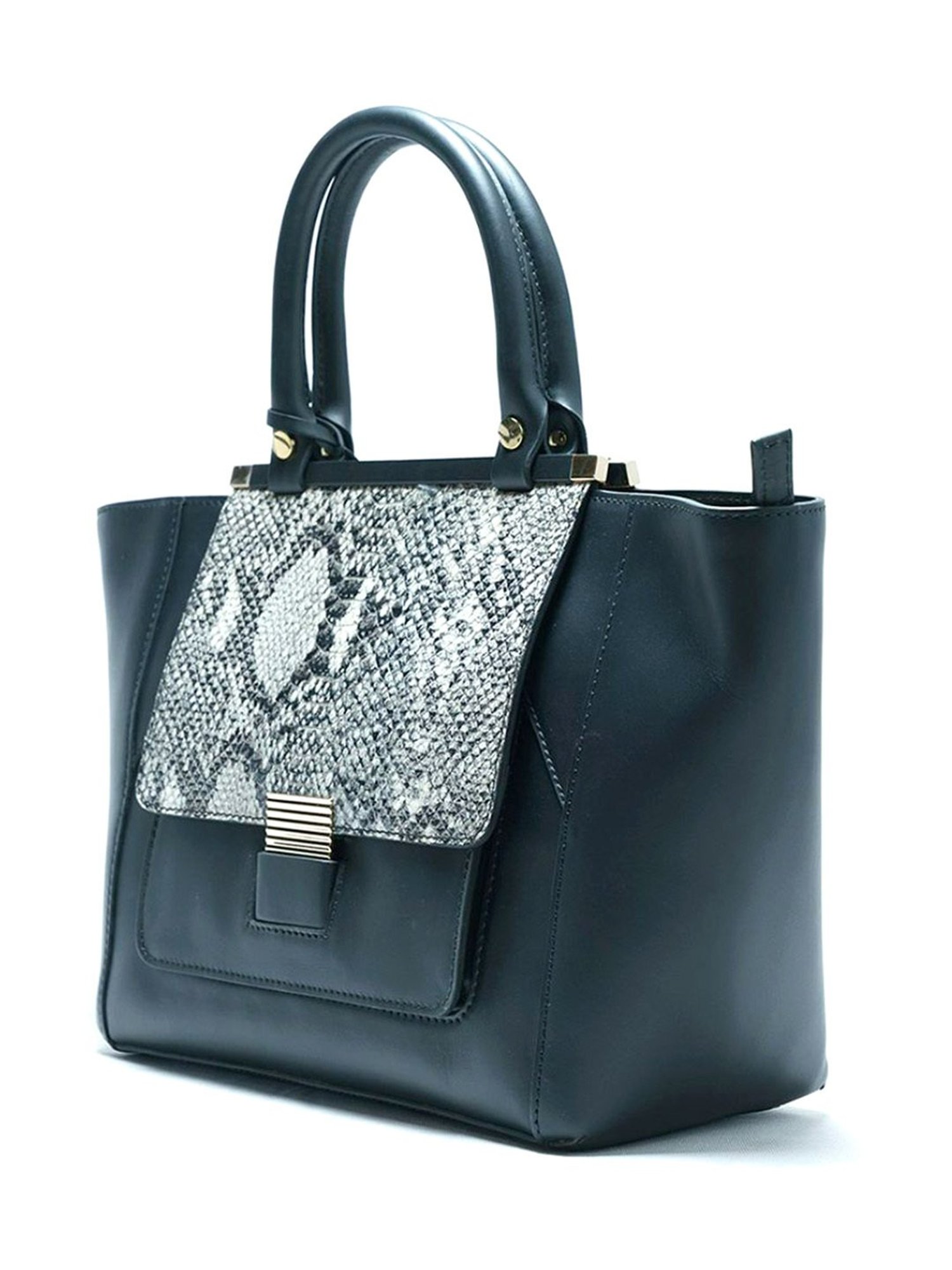 RI2K London Black Vibora Leather Large Textured Tote Bag