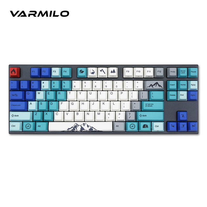 Varmilo  Ergonomic Design, Cool Exterior 87 Keys USB Wired Cable Detachable Cherry MX Mechanical Gaming  Keyboard With White Backlit For Office And Game, PBT Keycaps - VA87M Nordic Summit Verison