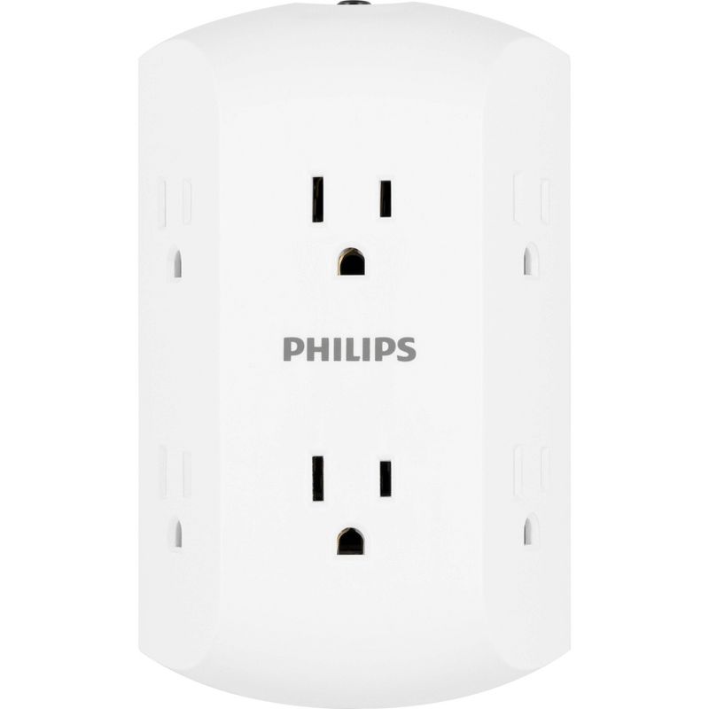Philips 6-Outlet Grounded Tap White With Resettable Circuit Breaker