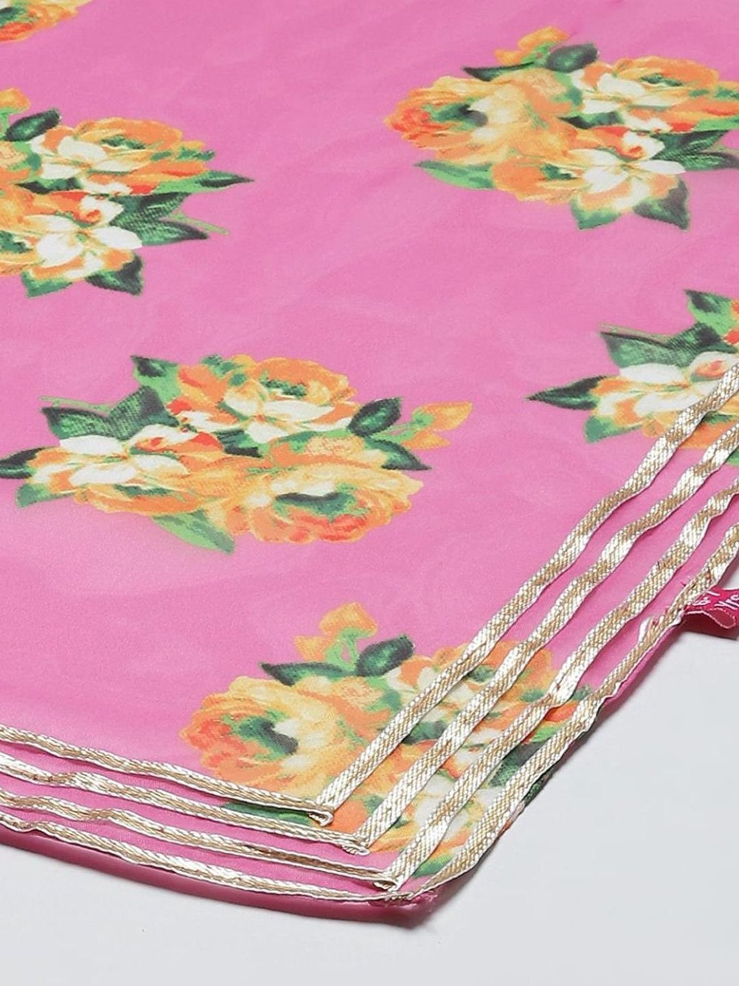 Biba Kids Yellow & Violet Embroidered Kurta Set