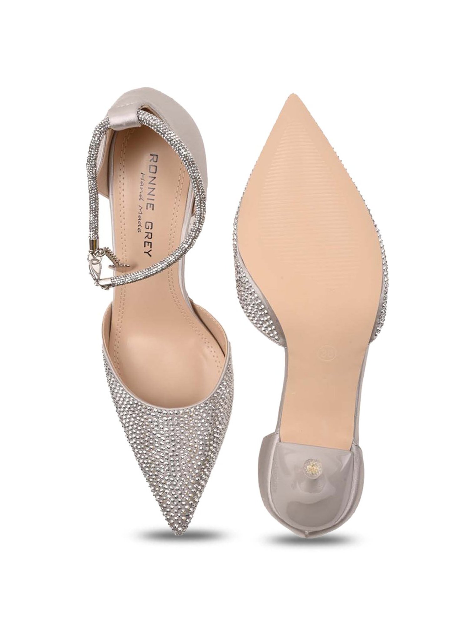 Ronnie Grey Women's Grey Ankle Strap Stilettos