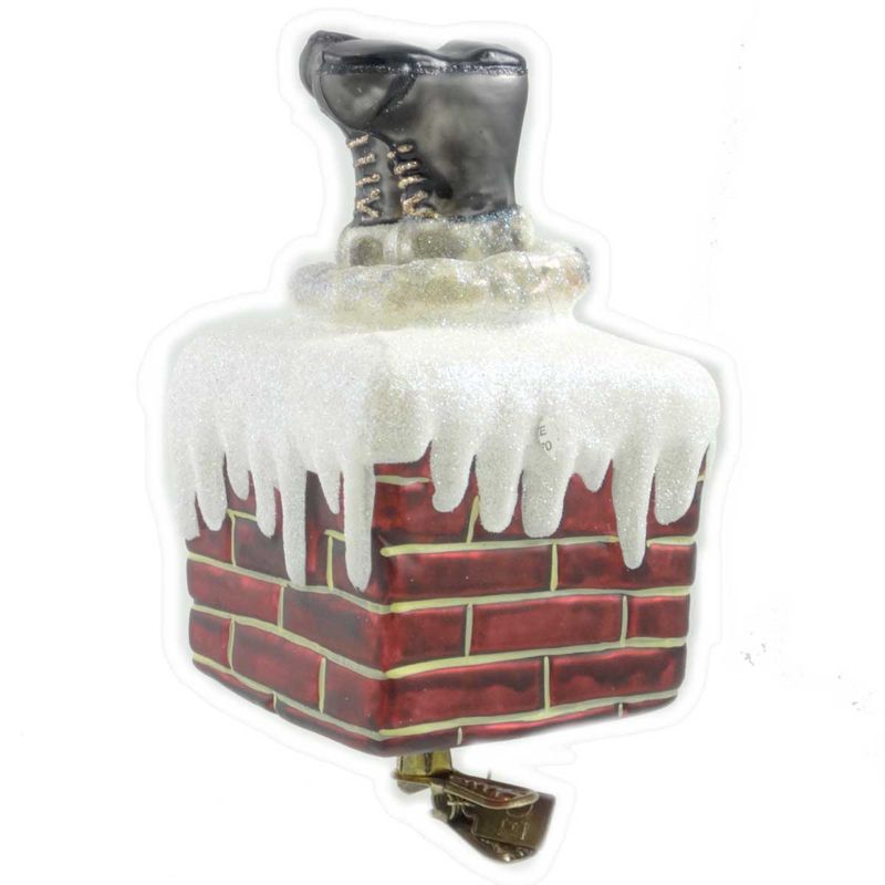 Holiday Ornament Santa In Chimney Clip Clip On Christmas Claus  -  Tree Ornaments