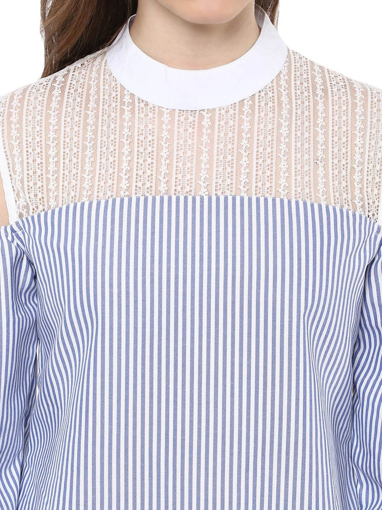 StyleStone Blue Striped A-Line Top