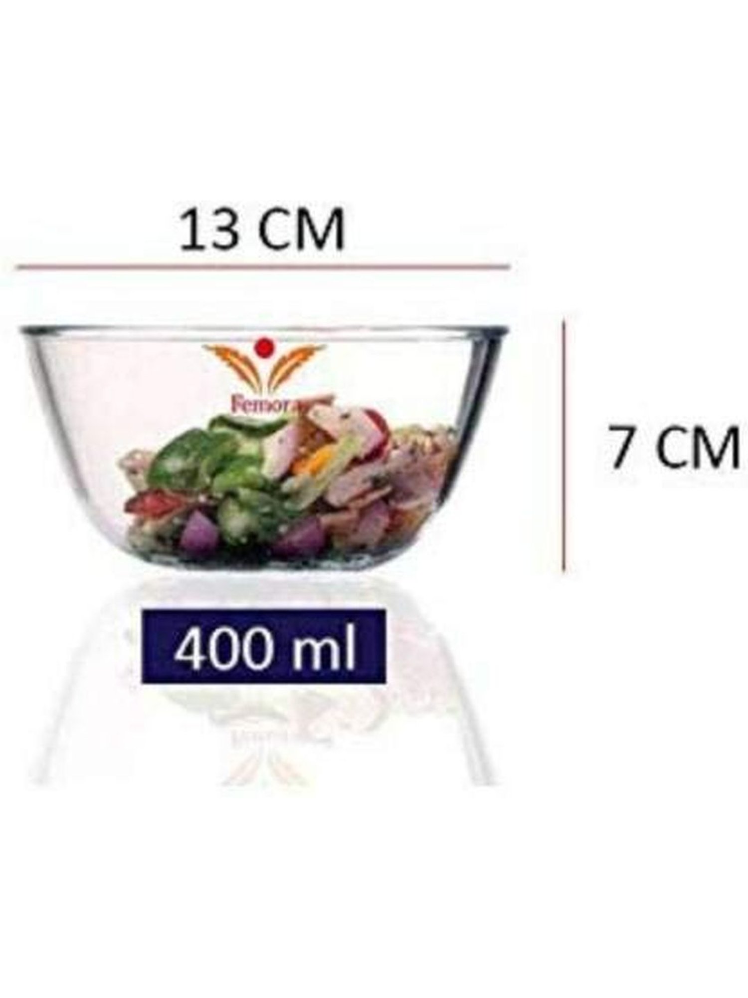 Femora Borosilicate Glass Microwave Safe Mixing Bowls (400 ml) - Set of 2