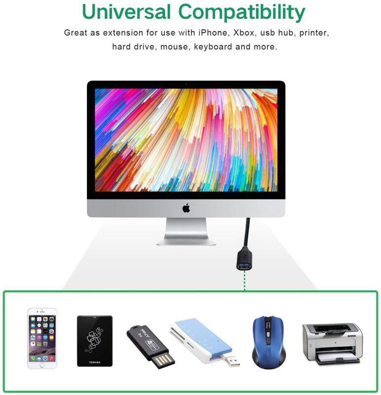 USB 3.0 Extension Cable Besgoods 2-Pack 6ft USB Extension Cable Braided Extender Cord - A Male to A Female Extension Cable Compatible with Keyboard Mouse Hard Drive Printer