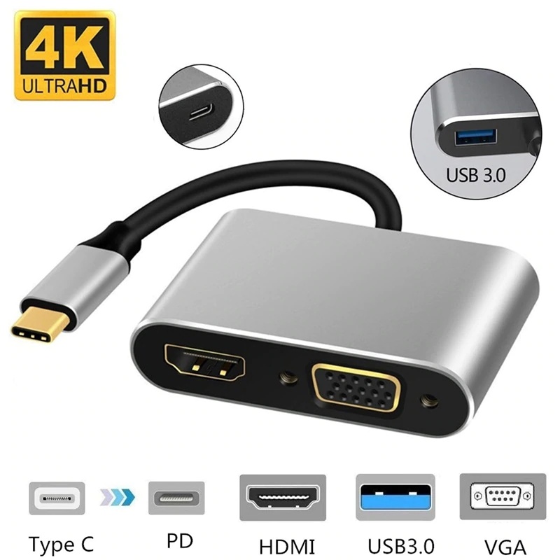 USB-C Multimedia 4K HDMI USB Charging Adapter for MacBook with Pass Thru Charging, Space Gray (K181-1041-SG4I)