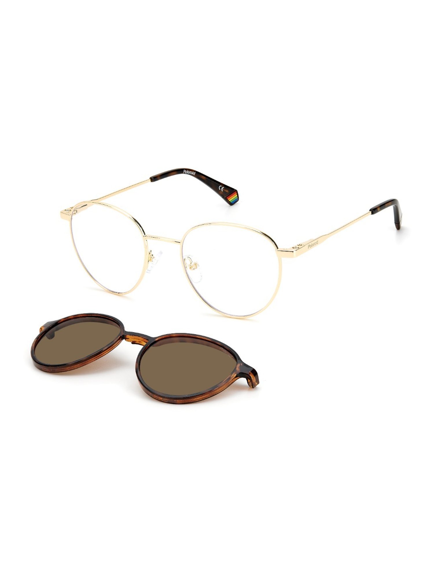 Polaroid Gold Round Unisex Sunglasses