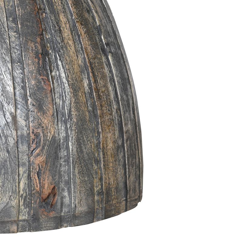 20" Hourglass Shape Mango Wood End Side Table in Plank Style Brown - The Urban Port