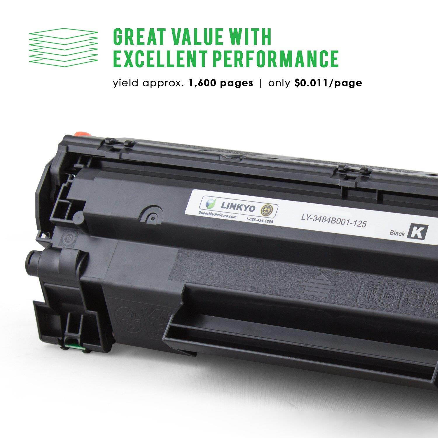 LINKYO Compatible Toner Cartridge Replacement for Canon 125 3484B001AA (Black)