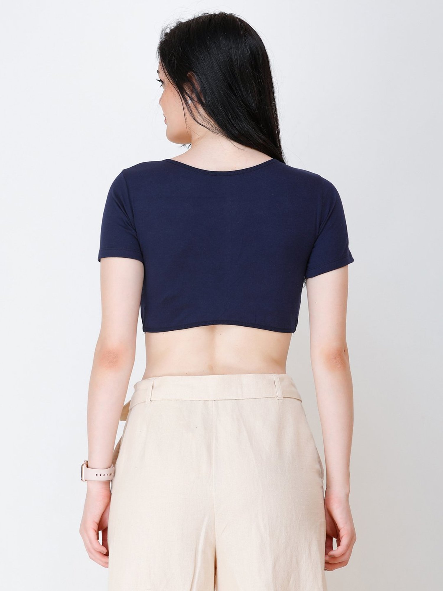 Scorpius Navy Regular Fit Crop Top