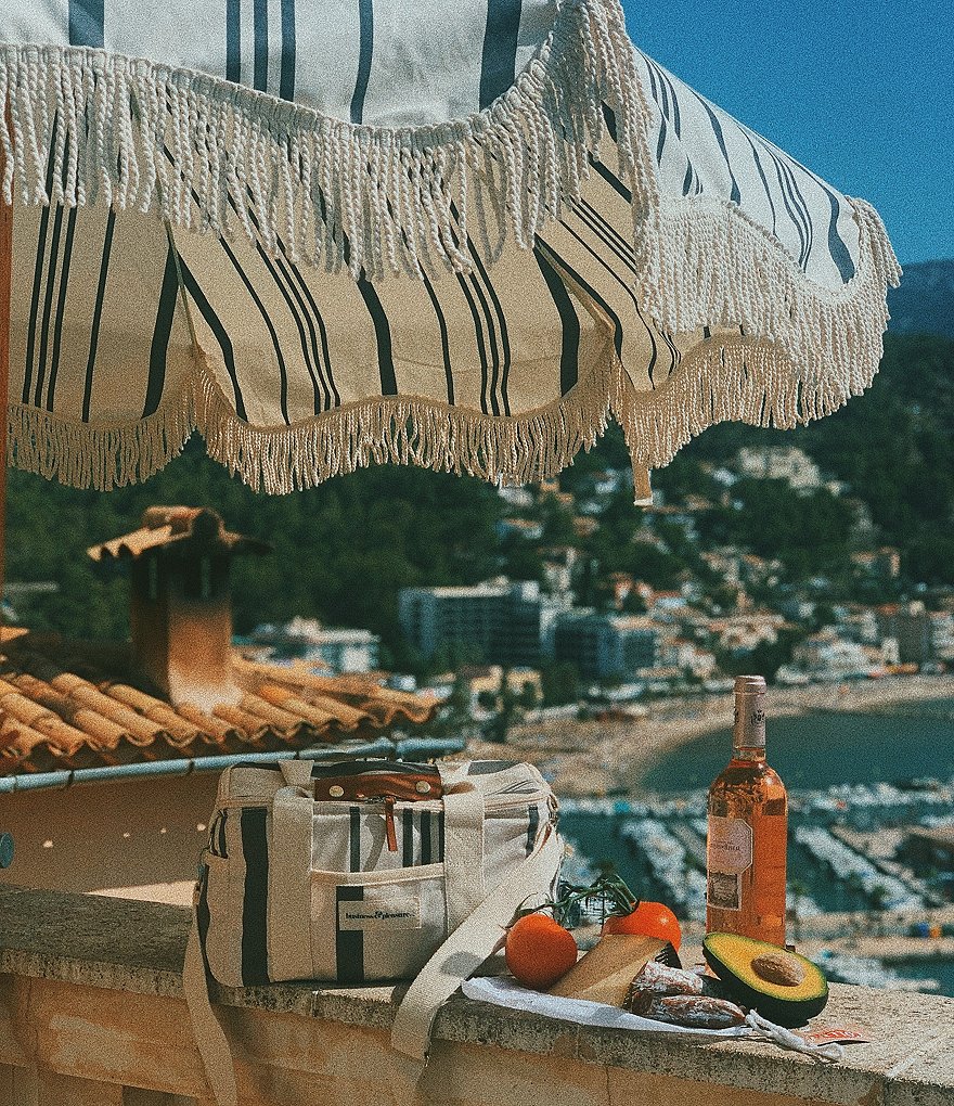 business & pleasure Vintage Black Stripe Premium Beach Umbrella