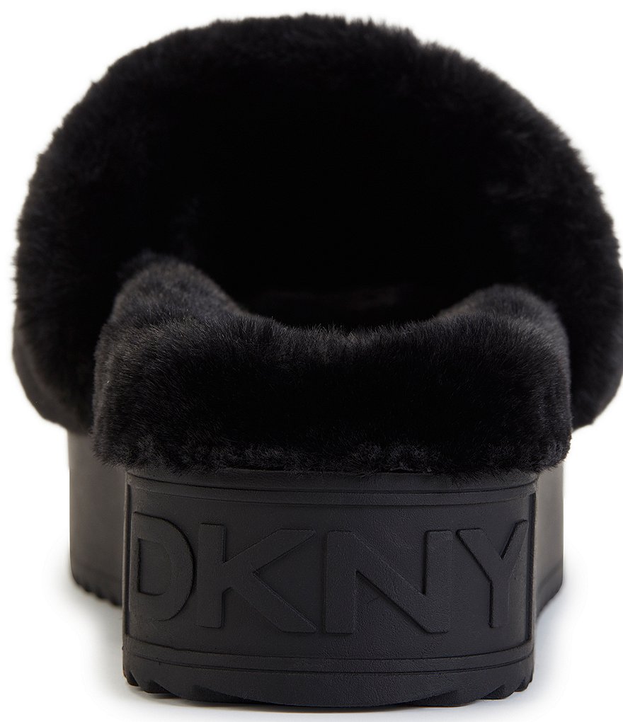 DKNY Palz Signature Logo Faux Fur Platform Slides