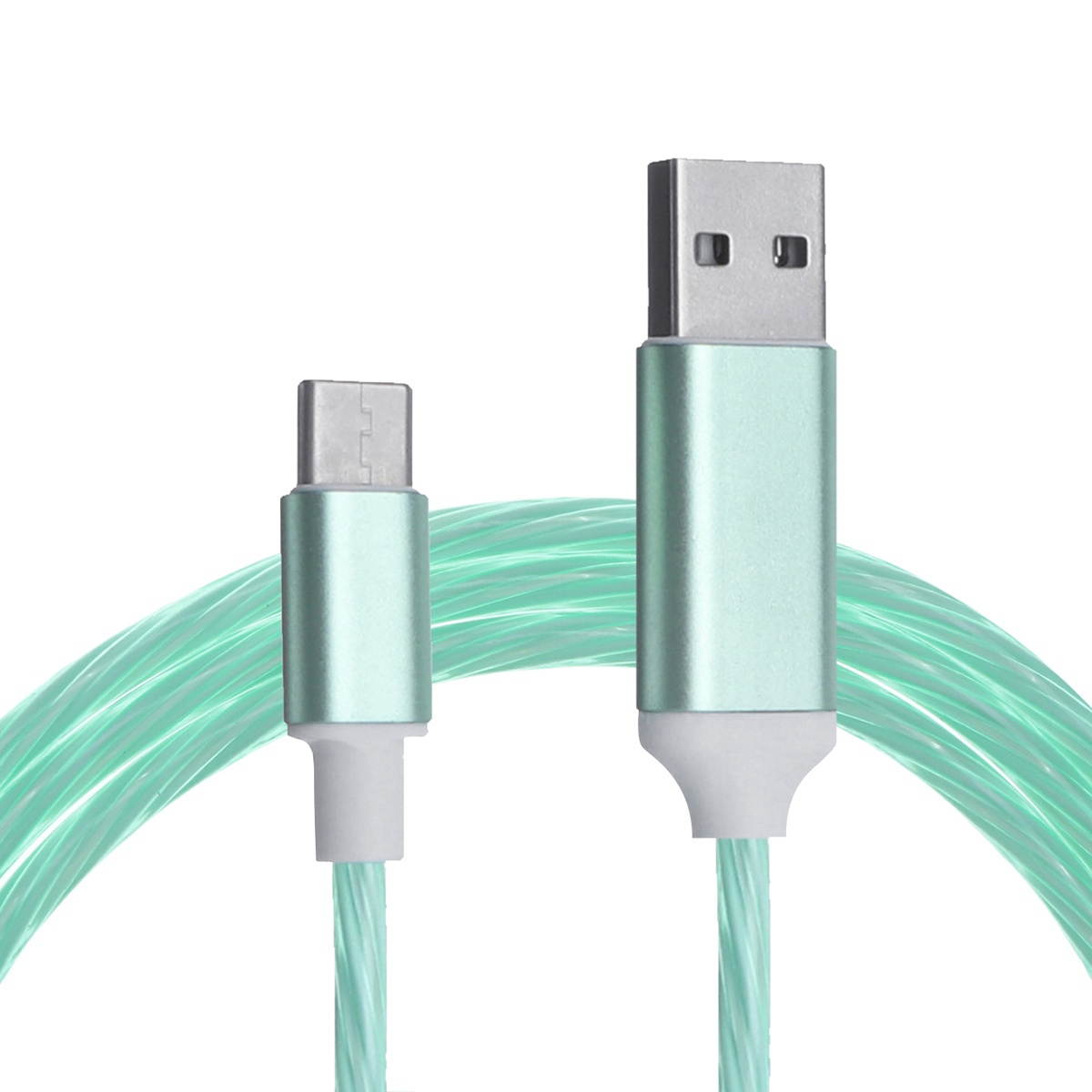 LED Type-C/Micro USB Data Cable Streamer Charging Cable Connector Fast Charging Cord for Apple Smartphone iProduct Device-Colorful/Android