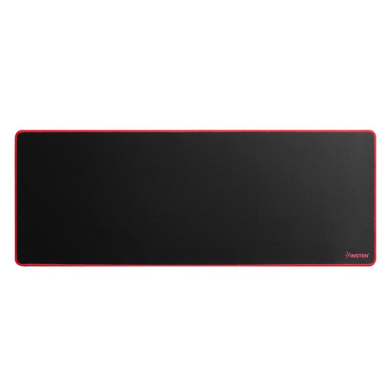 Insten Extended Mouse Pad Long Mat w/Low Friction Surface & Non-Slip Base for Mouse Keyboard Game Universal Black/Red
