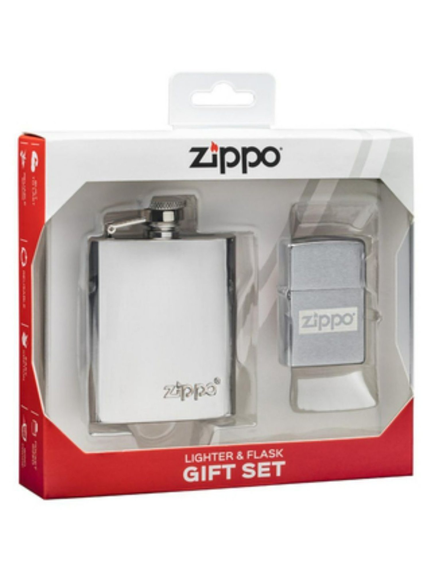 Zippo Silver Flask & Gift Set Brass Pocket Lighter