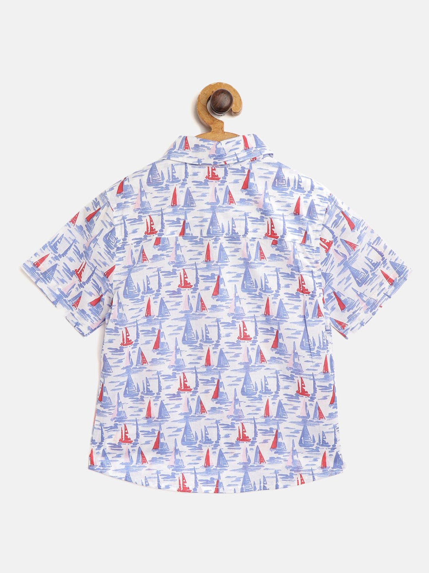 Nauti Nati Kids Blue & Red Printed Shirt, Shorts with Bow