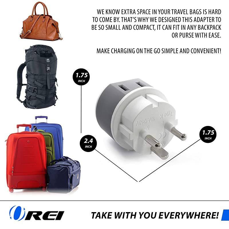 Denmark Power Plug Adapter by  with 2 USA Inputs Travel 3 Pack Type K US20 Safe Grounded Use with Cell Phones Laptop Camera Chargers CPAP and More