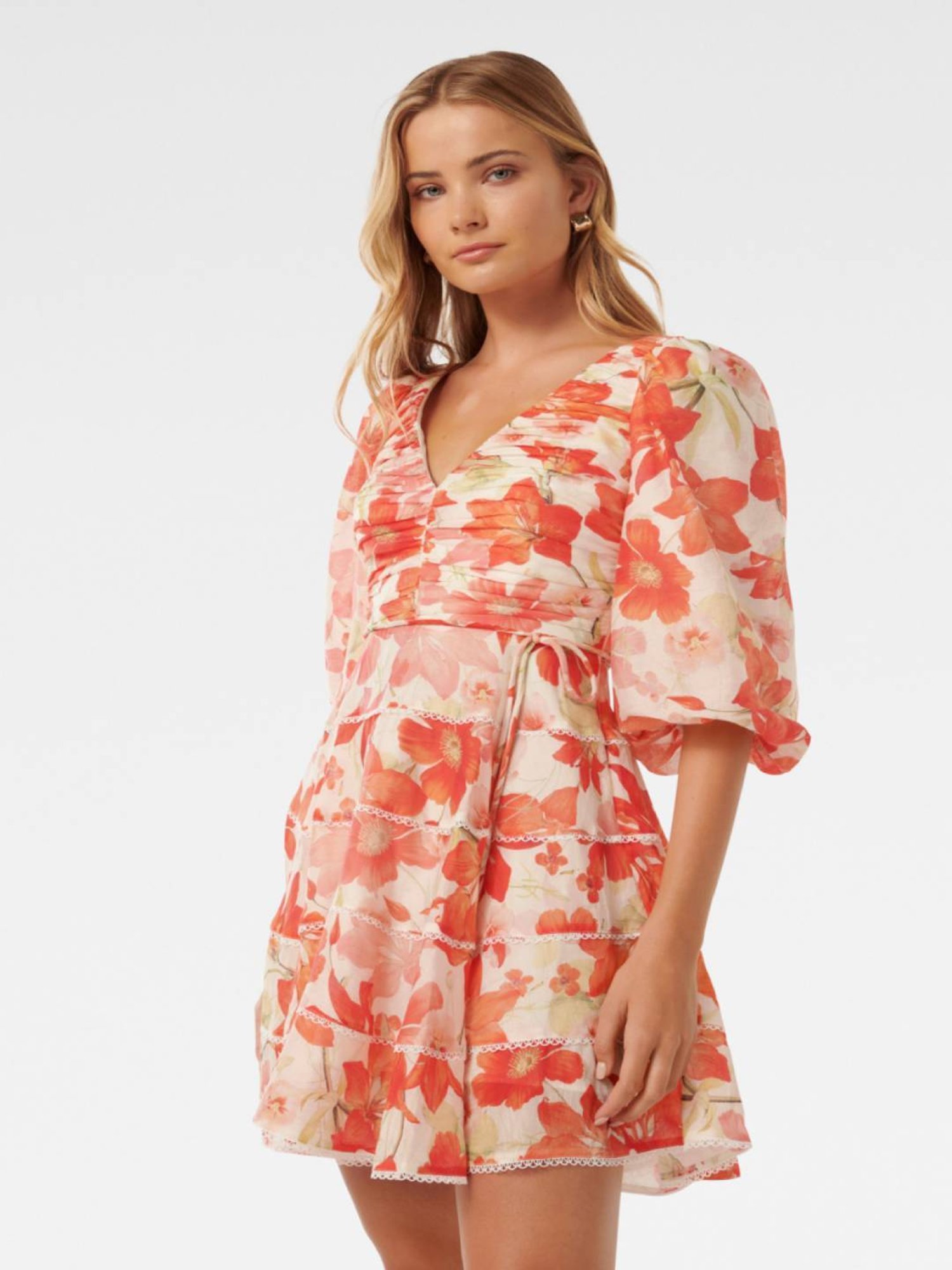 Forever New Cindy Tiered Floral Skater Dress