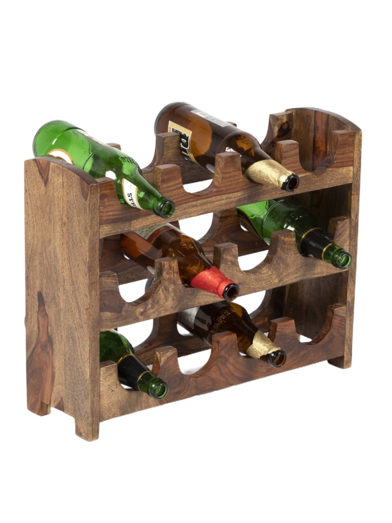 Ikiriya Kassel Solid Brown Wood Wine Rack