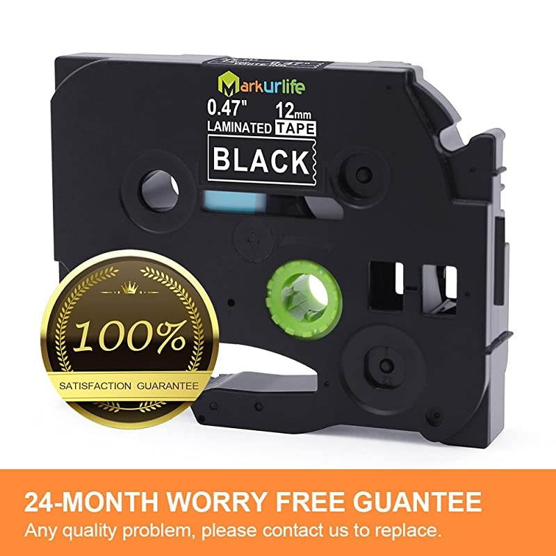 Compatible Label Tape Replacement for Brother Ptouch Label Tape TZe-335 TZ-335 tz Tape, for PTD210 PTH110 PTD400 PTD600 PT-P710BT PT1880, 12mm 0.47 Laminated White on Black, 2 Pack