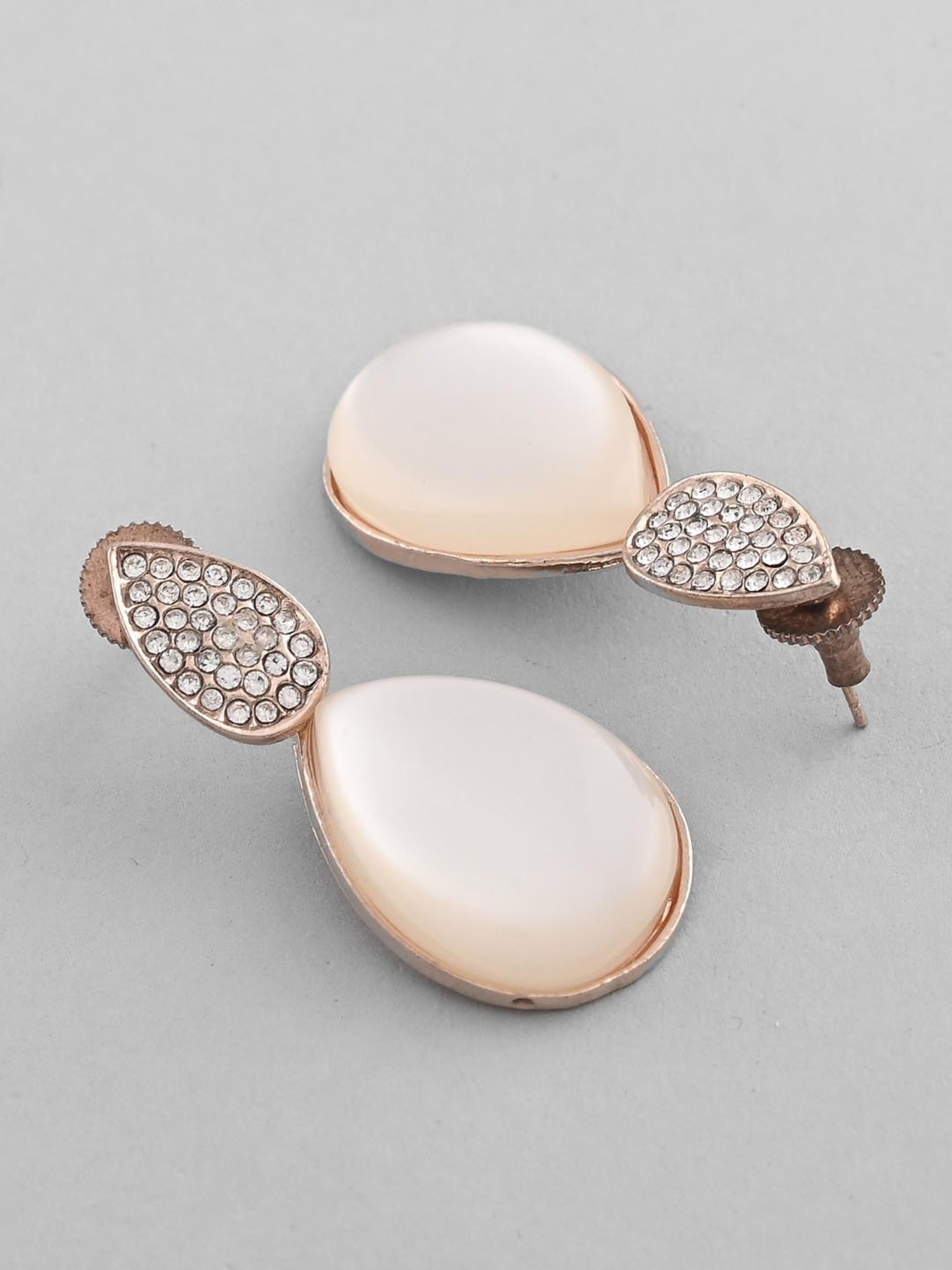 VOJ Gold Plated Cz-Studded Korean Drop Earrings for Women