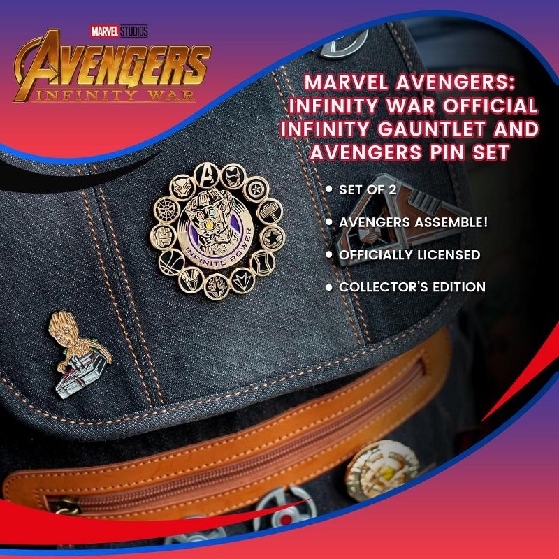 SalesOne LLC Marvel Avengers: Infinity War Official Infinity Gauntlet and Avengers Pin Set