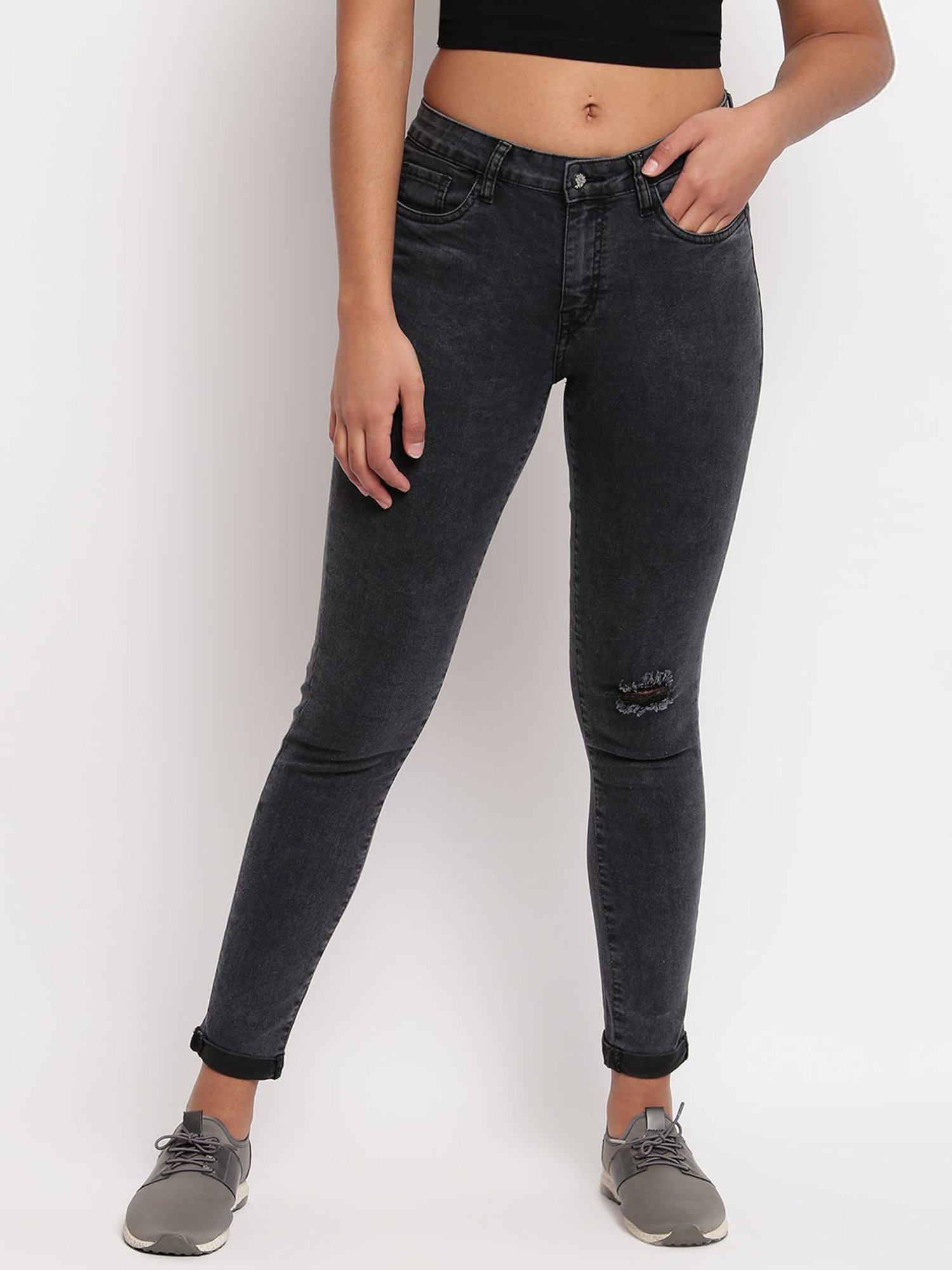 Tales & Stories Black Distressed Jeans
