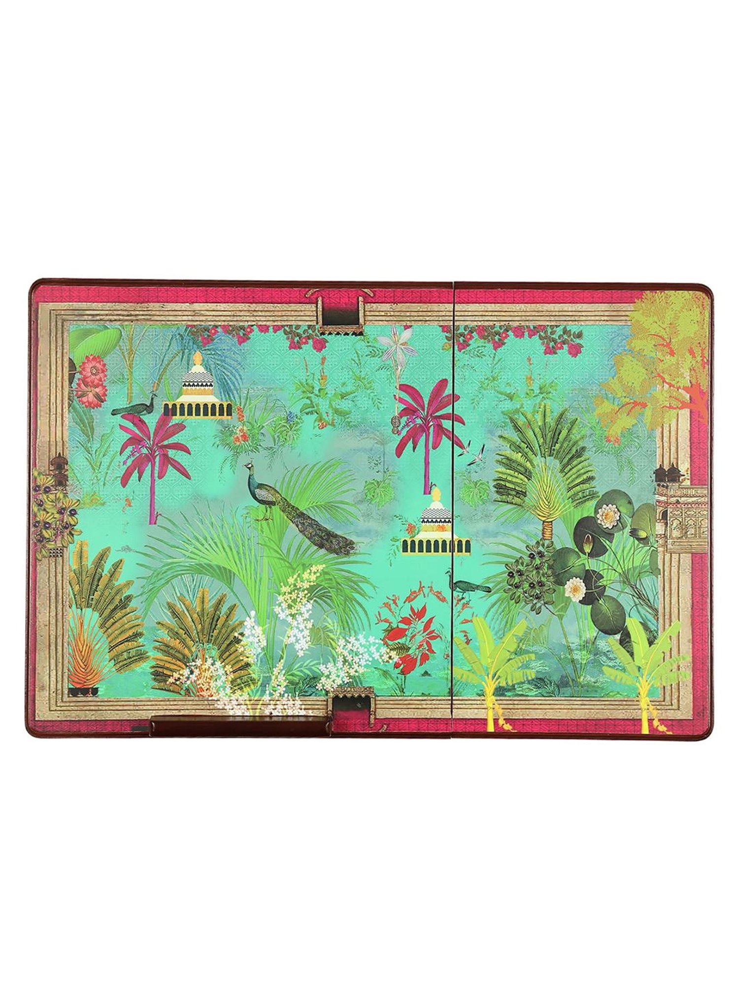 India Circus by Krsnaa Mehta Peacock Throne Printed Aqua Green Teak Wood Laptop Table