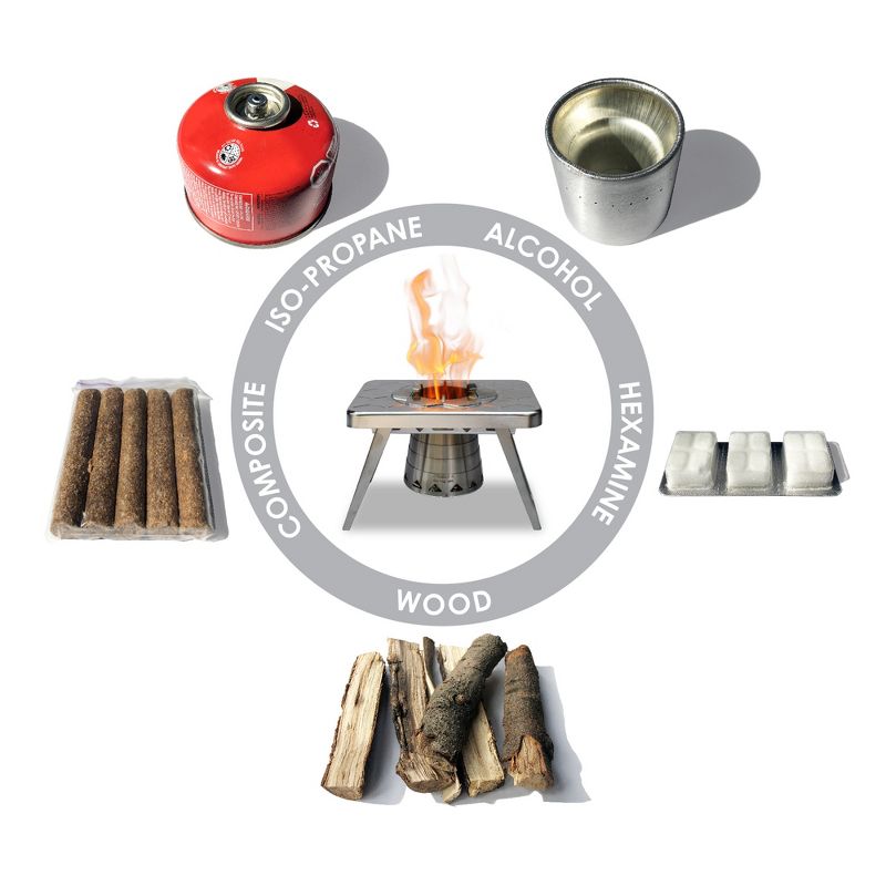 nCamp Universal Portable Stainless Steel Wood Burning Outdoor Camping Stove for Hiking and Backpacking