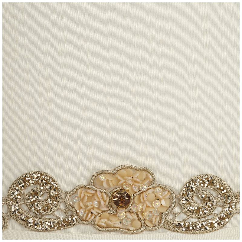 Springcrest Galem Cream Medium Drum Lamp Shade 14" Top x 15" Bottom x 10" High (Spider) Replacement with Harp and Finial