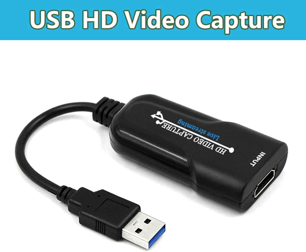 Audio Video Capture Card, HDMI to USB 1080p USB2.0 Game Grabber Record via DSLR Camcorder Action Cam for Windows,Mac OS and Linus System-Black