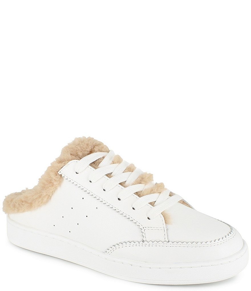 Splendid Frieda Leather Faux Fur Shearling Lined Sneaker Mules