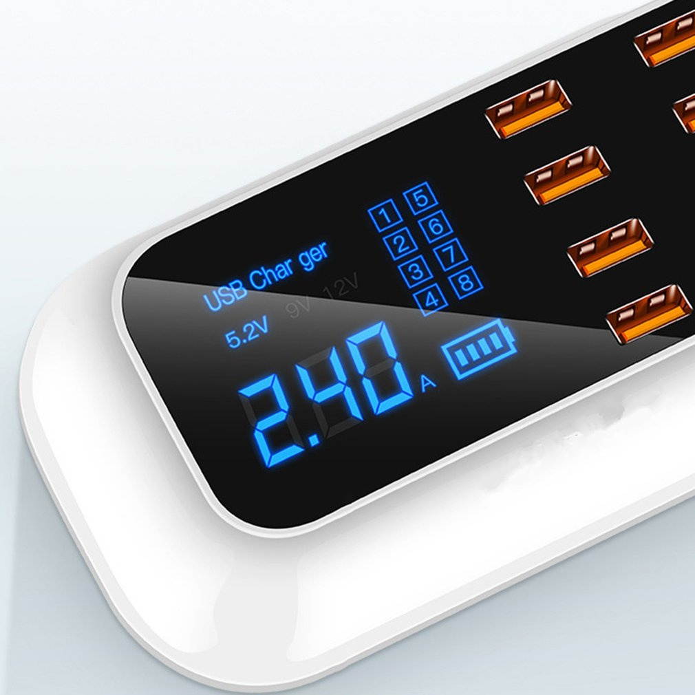 8 Ports QC3.0 Type C USB Charger For Android iPhone Adapter Phone Tablet Digital Display Fast Charger For xiaomi huawei samsung