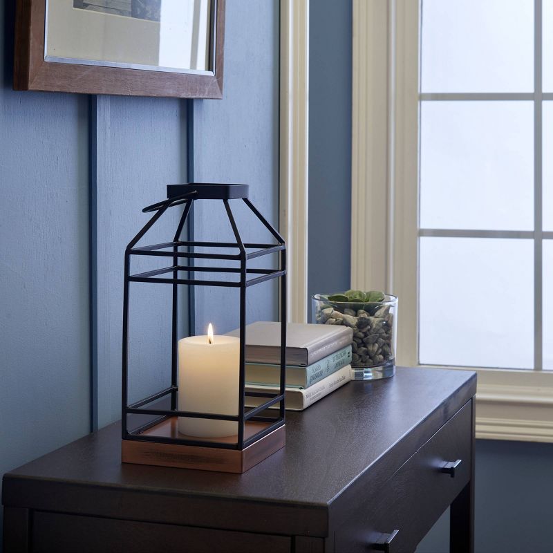 12" Hanbury Metal Outdoor Lantern with No Glass Black- Smart Living