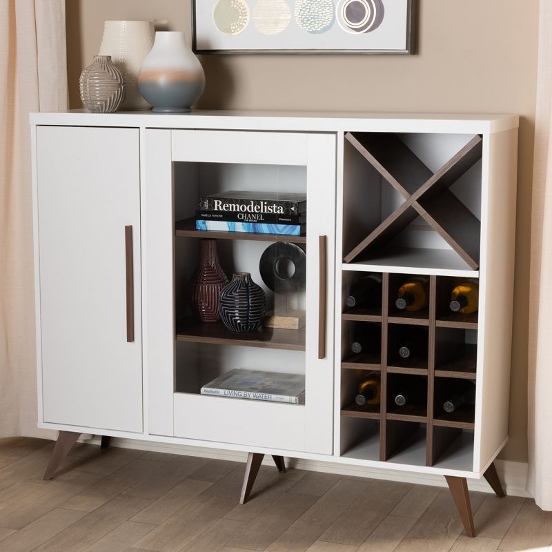Pietro Finished Wine Cabinet White/Brown - BaxtonStudio