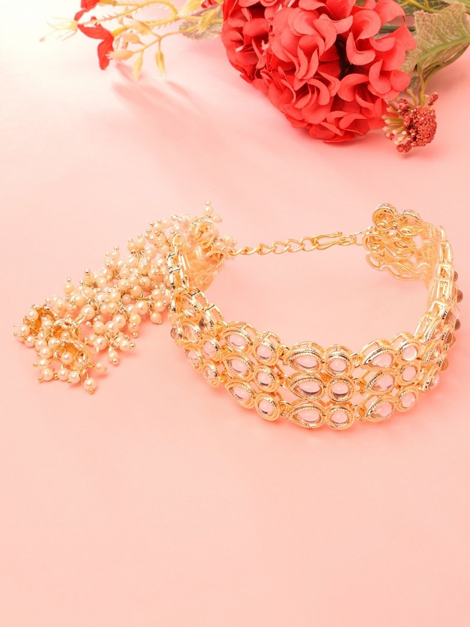 Zaveri Pearls Gold Tone Kundan Embellished Traditional Bracelet-ZPFK14743