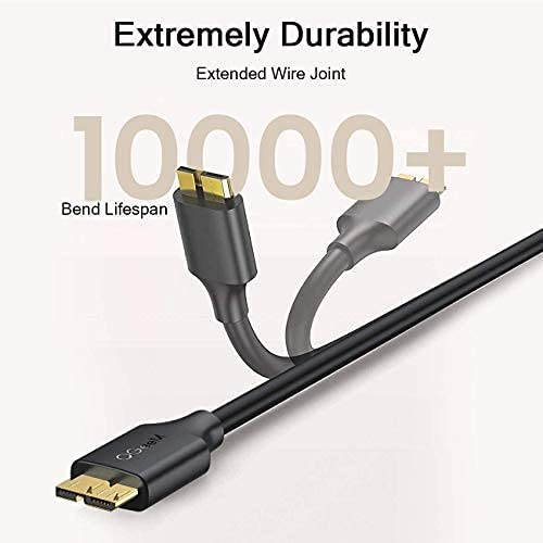 Micro USB 3.0 Cable 3FT,QGeeM USB 3.0 A to Micro B Cable Charger Compatible with Samsung Galaxy S5, Note 3, Note Pro 12.2, WD Western Digital My Passport and Elements Hard Drives, 3.0 USB Cable