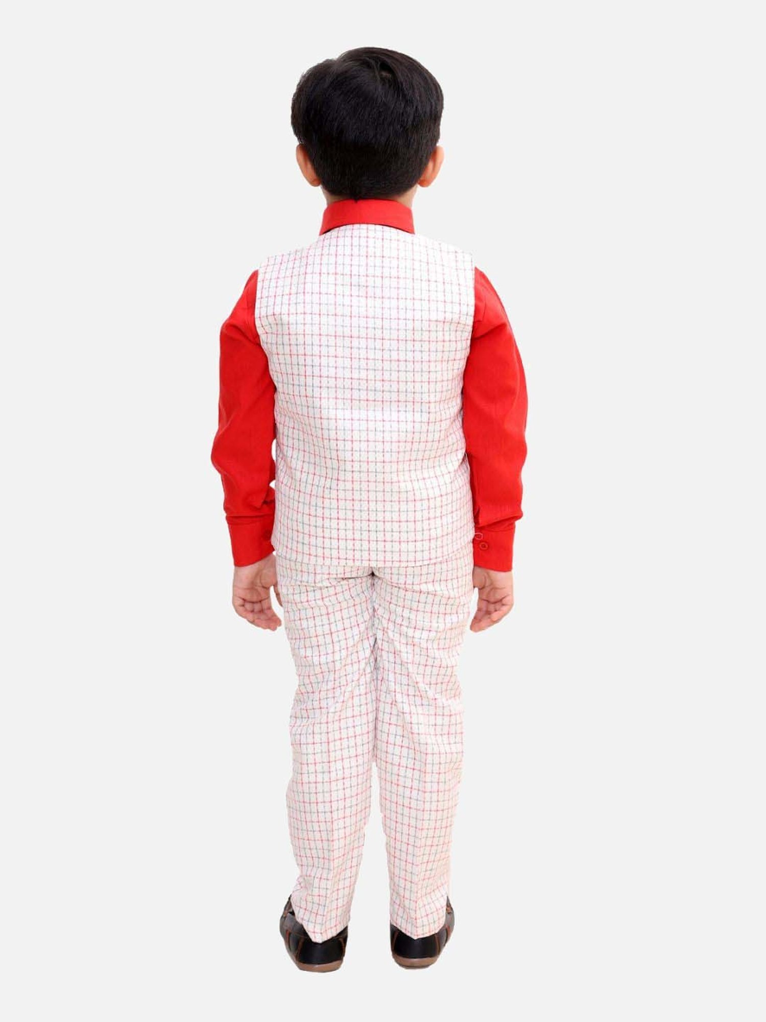Fourfolds Boys Red Solid Full Sleeves Clothing Set