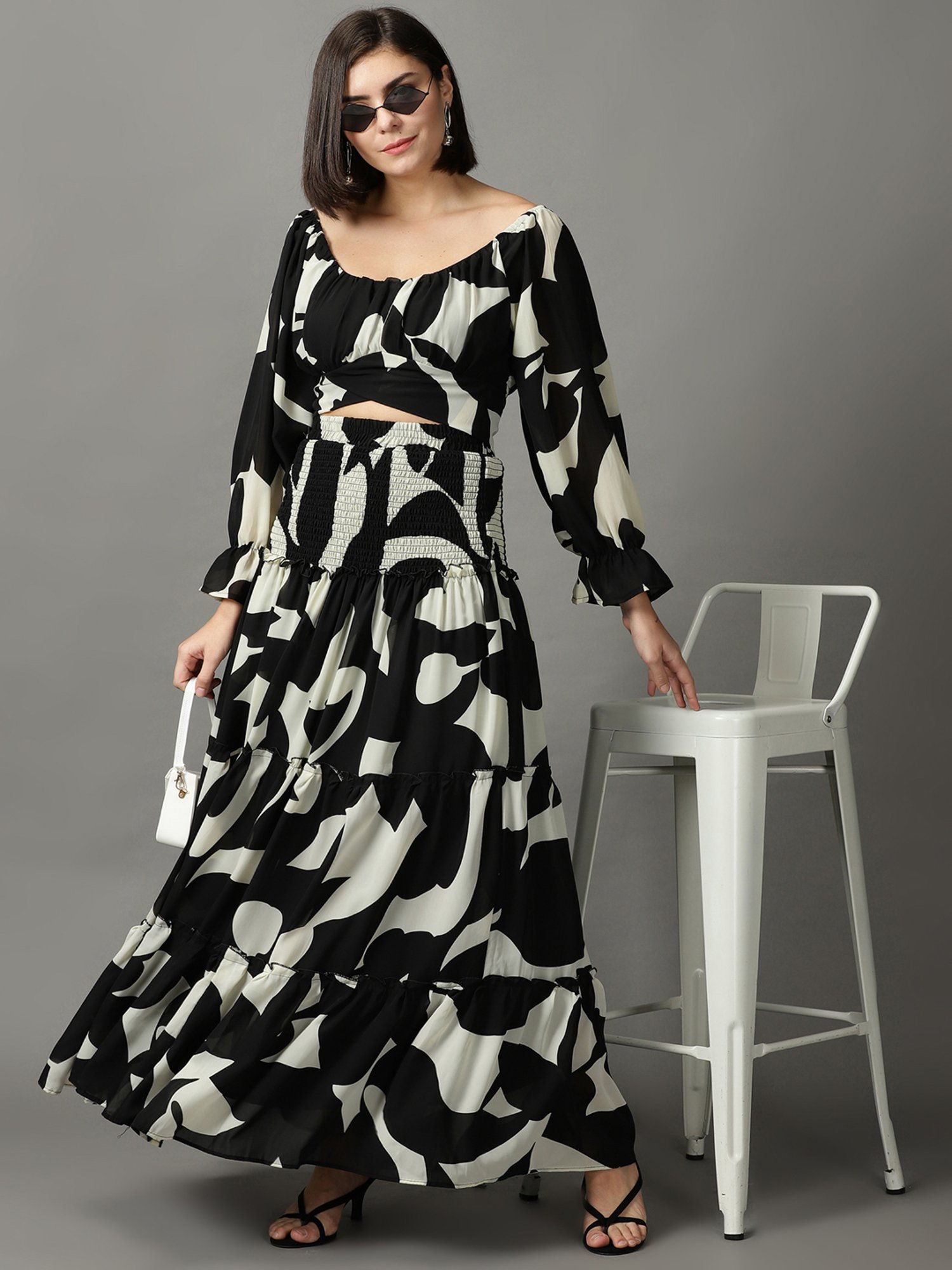 SHOWOFF Black Printed Co-ord Set