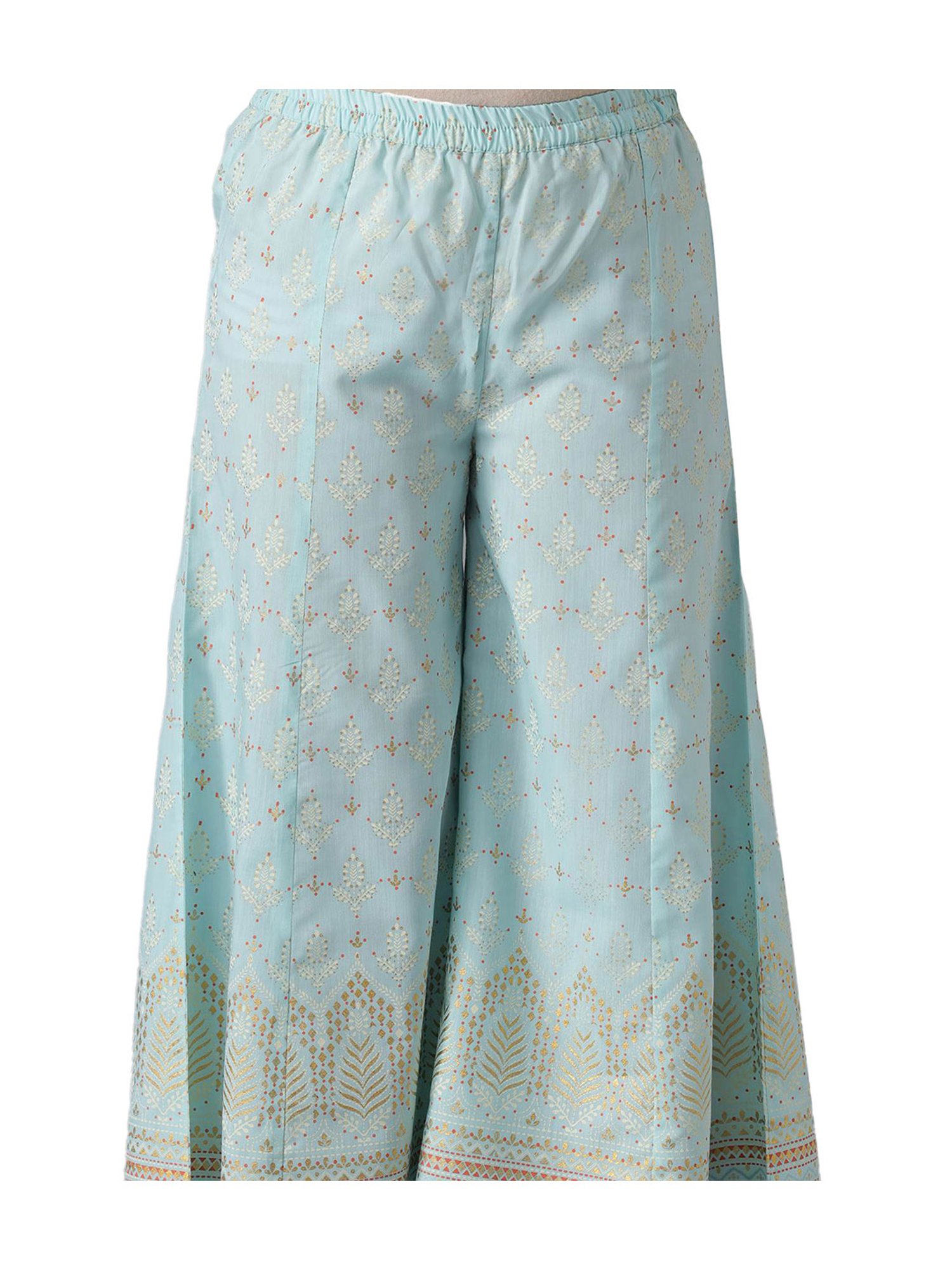 Aurelia Kids Blue & Pink Printed Short Kurta, Palazzos with Dupatta