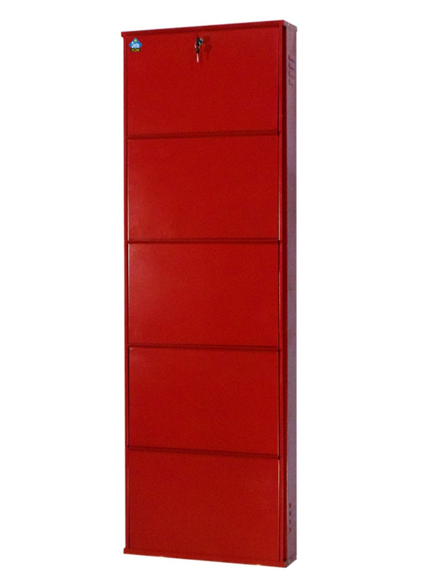 Delite Kom Metal Shoe Rack - 20" 5 Shelf, Brick Red, PowderCoat, Wall Mount, DIY