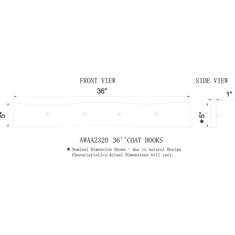 36" Alpine Live Edge Metal And Wood Coat Hooks - Alaterre Furniture
