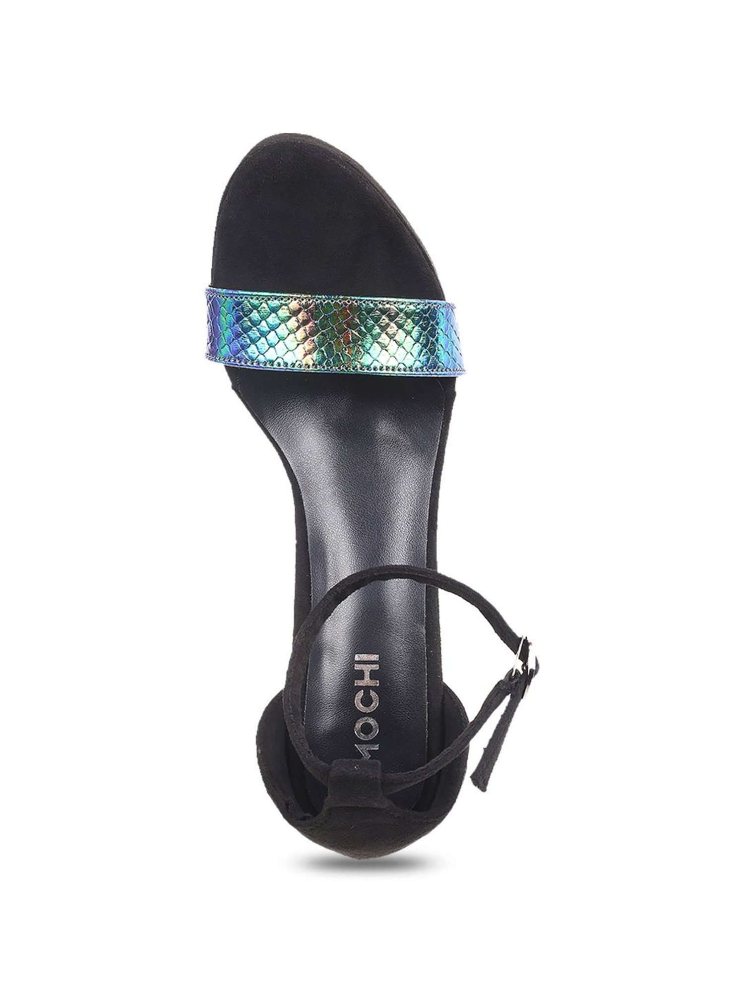 Mochi Women's Black Ankle Strap Sandals